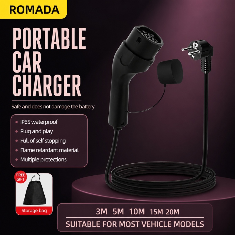 7KW ROMADA 32A Electric Vehicl - Portable Ev Charger 32A Type 2 Cee Plug 评论和价格